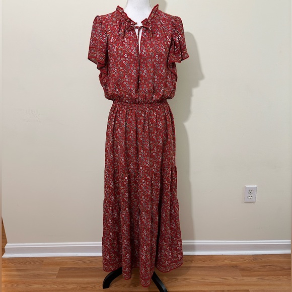 NWOT MAX STUDIO || Floral Flutter-Sleeve Maxi Dress Sz Xl - Picture 2 of 14